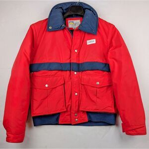 Vintage Field & Stream Jacket Men's Medium Red Windbreaker Collared Full-Zip